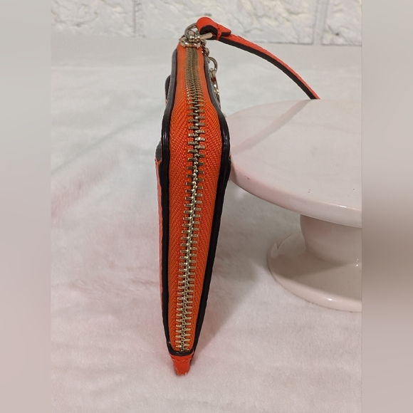 Kate Spade Leila Small Cardholder Wristlet Coral Buds Orange Keychain Coin Purse - Picture 7 of 14